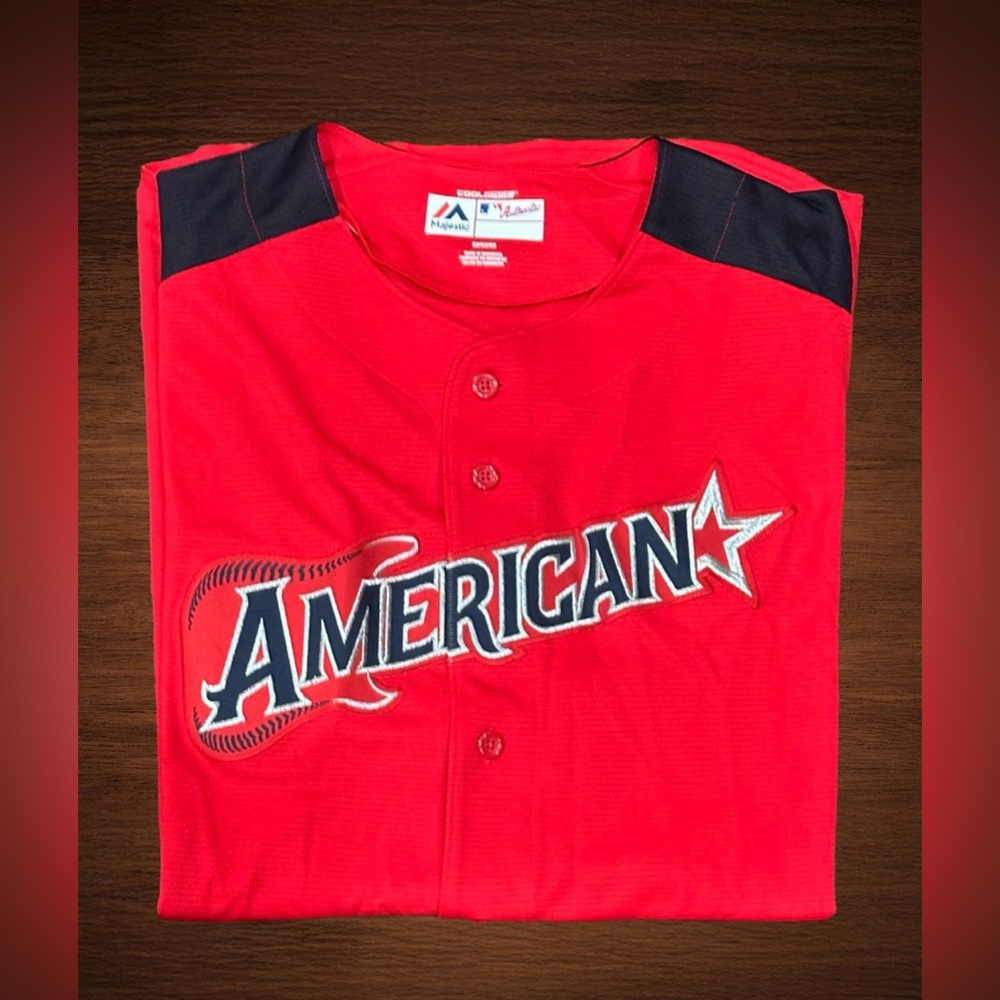 MAJESTIC AMERICAN LEAGUE RED/NAVY CLEVELAND OHIO JERSEY SIZE 52